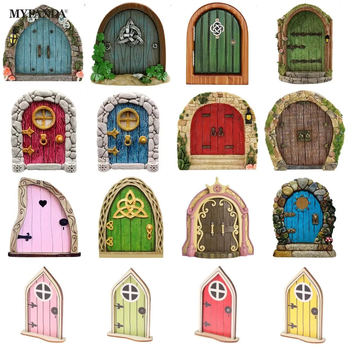 Miniature Fairy Elf Wood Door Fairy Gnome Window Door Elf Home Creative Yard Art Sculpture Garden Decor Outdoor Craft Kits