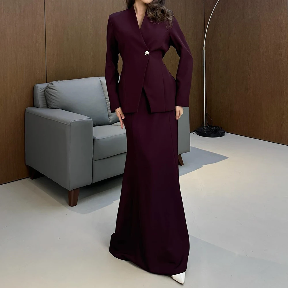 

Customized A-line Evening Dresses Floor-length V-neck Full Sleeve Prom Gown Simple Fashion Button Draped Casual Party Gown