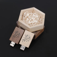 USB Flash Drives Wedding Photography Wooden Memory Stick Free Engraving Logo Creative Hexagon Box Multi Style Pen Drive