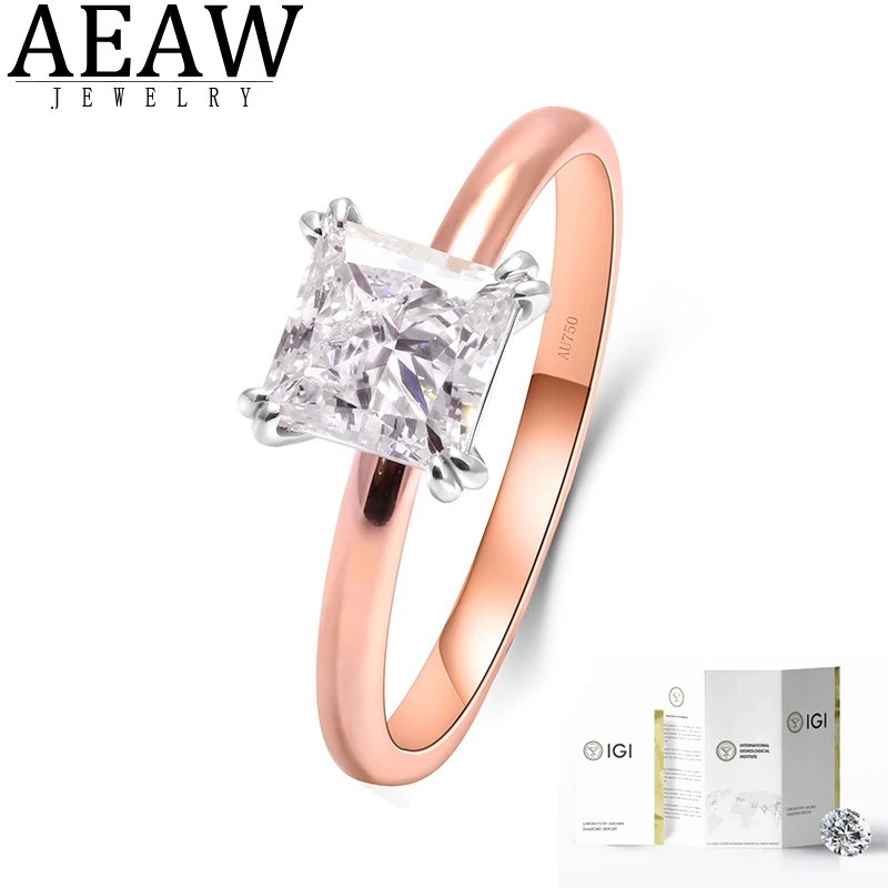 IGI Certified Lab Grown Diamond 14k Rose Gold DEF VS-VVS CVD HPHT Diamond Solitaire Engagement Ring 1Ct Princess Cut