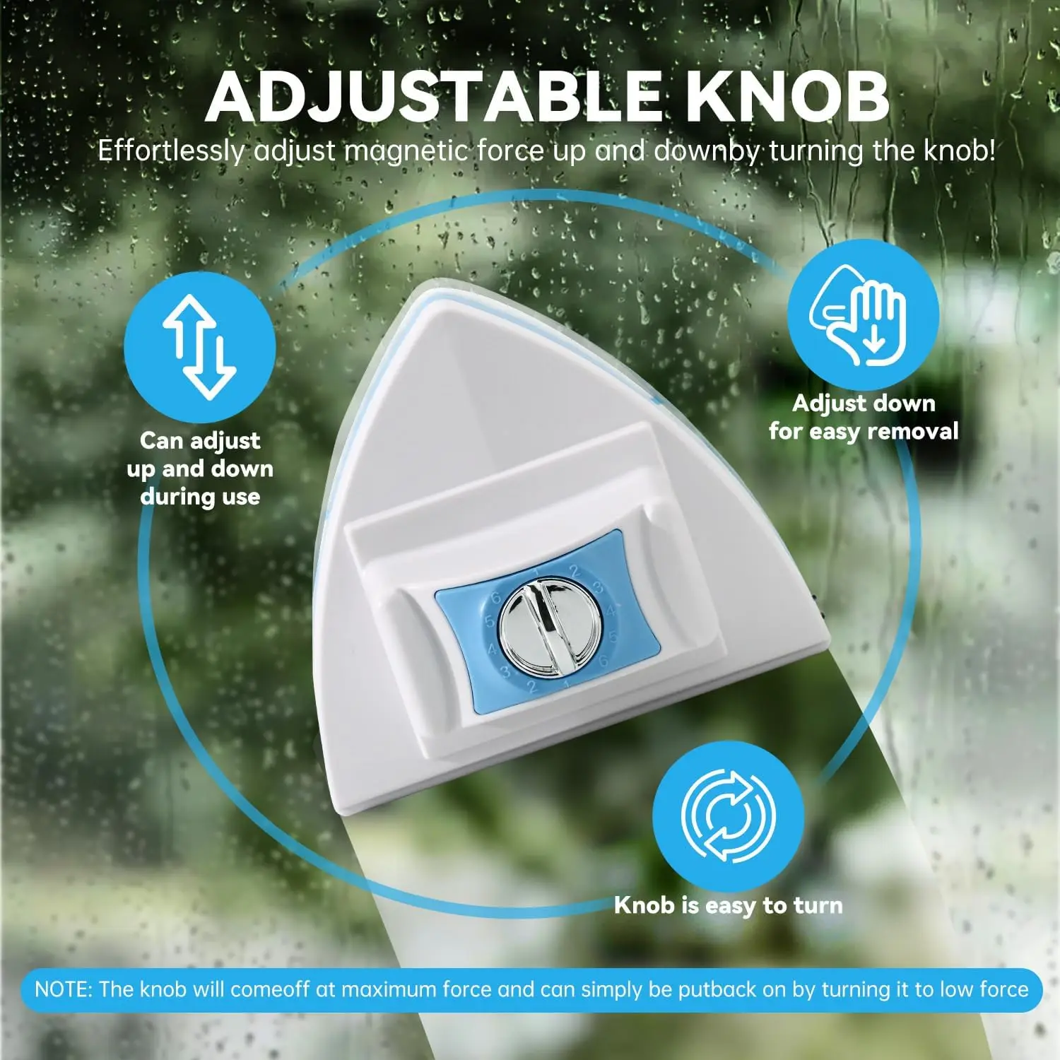 Double Sided Magnetic Window Cleaner,Adjustable Glass Wiper for 3-30mm Windows,High Rise Home Car Glass Cleaner with Safety Rope