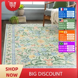 Carpet for Living Room Green Floral Pattern Non-slip Coffee Table Rug Machine Washable Folding Bedside Bedroom Mat Alfombra 러그