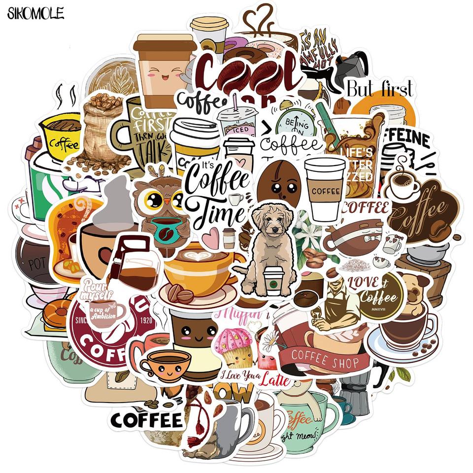  10/30/50PCS Cute Cartoon Coffee Stickers PVC Girl Toy DIY Stationery Luggage Suitcase Laptop Pegatinas Graffiti Sticker Decal F5 
