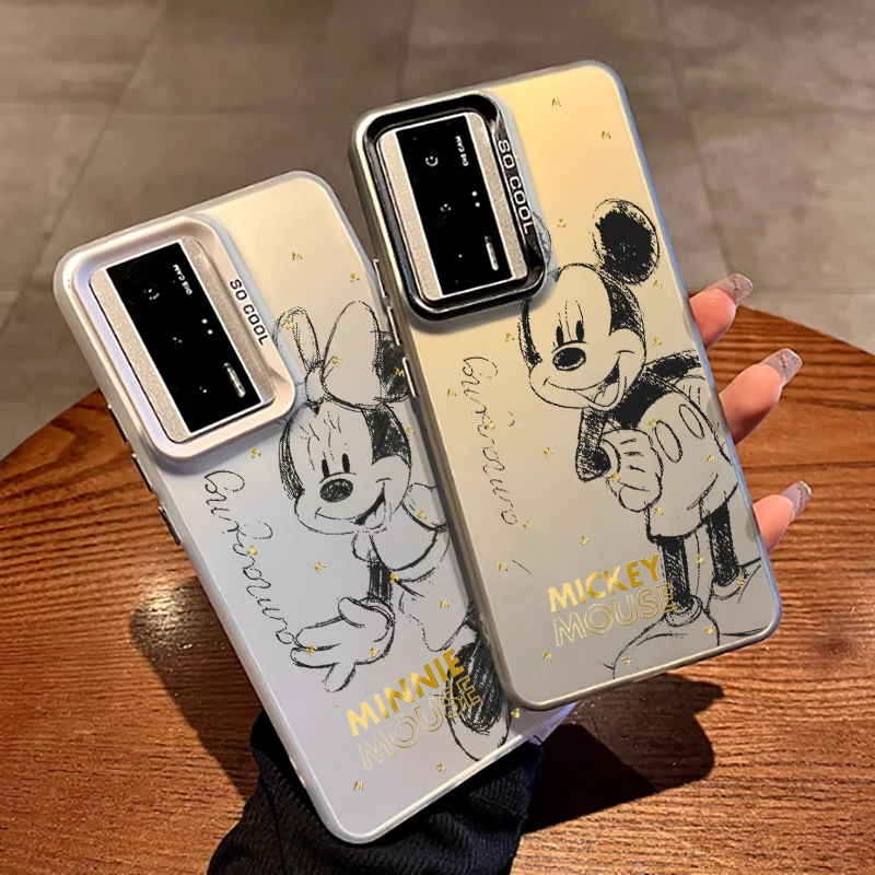 Mickey Minnie Illustration Art For Redmi Note 13 12 12S 11 11S 11E 10 10T 10S 9C 9T Pro Plus Max Lite 5G Colorful Silver