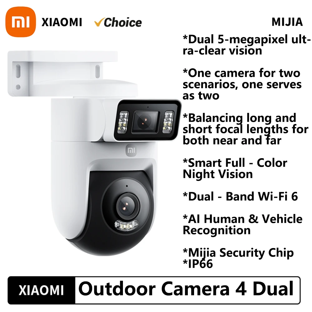 

New Xiaomi Outdoor Camera 4 Dual Lens 5MP 3K HD Dual View Monitoring Panoramic Closeup Tracking IP66 Weatherproof AntiTheft CN