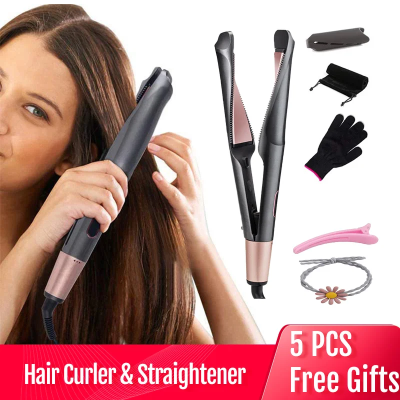 Hair Curler & Straightener 2 in 1, Spiral Wave Curling Iron, Professional Hair Straighteners, Fashion Styling Tools, New Arrive