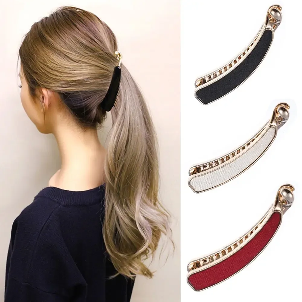 

Fashion Vintage Ponytail Holder Banana Barrette Teeth Hair Clips Solid Cloth Non Slip Girls Hairpins Hair Styling Tools