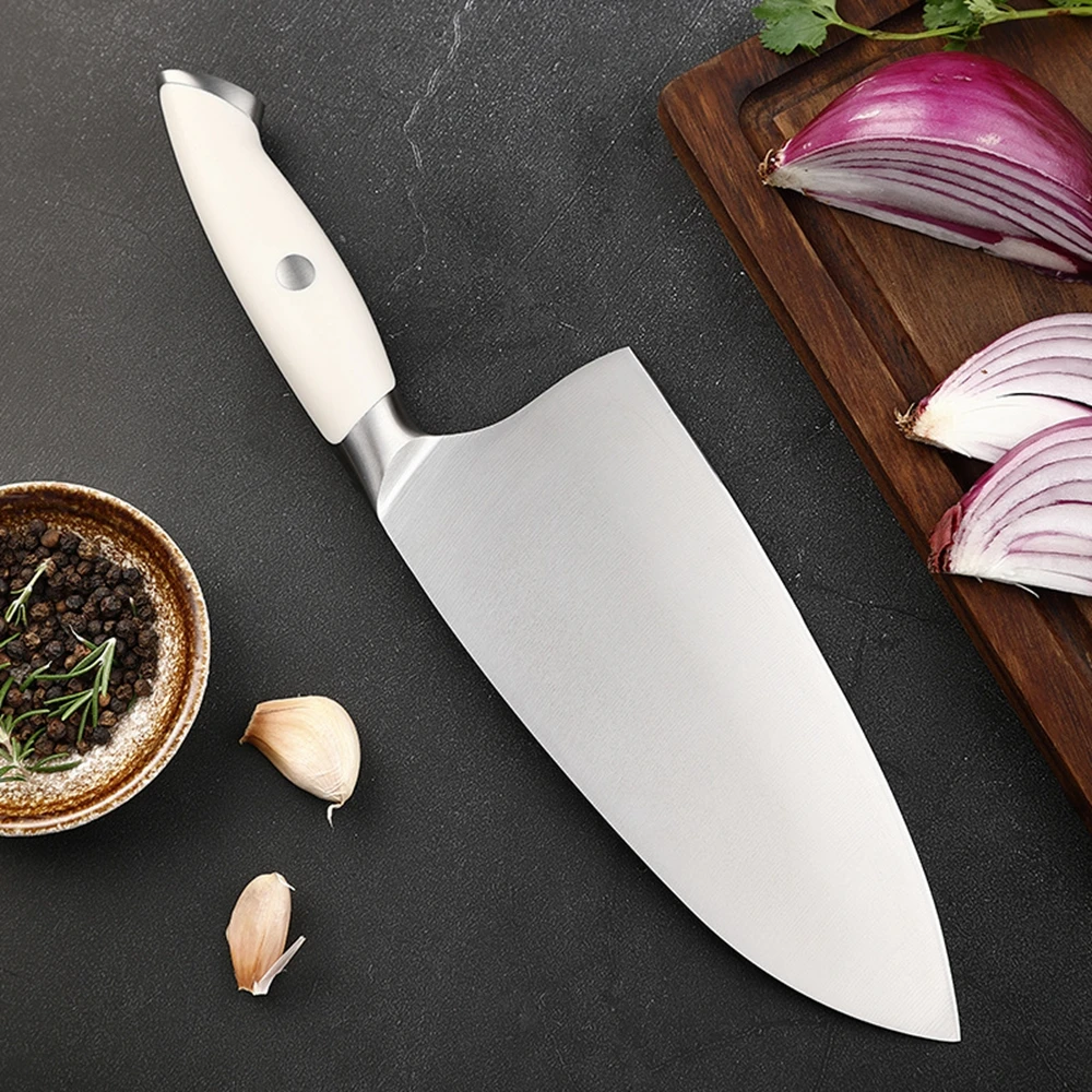 Chef Knife Martensitic Stainless Steel Mirror Polished Wide-Blade Kitchen Knife Sharp Cleaver Santoku Vegetable Cooking Knives