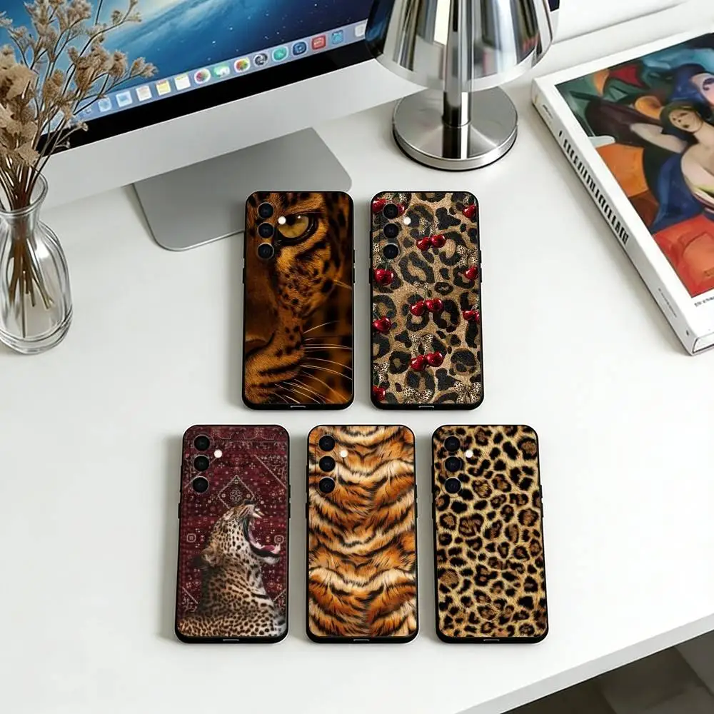 

leopard print Phone Case For Samsung Galaxy A73,A72,A71,A70,A53,A52,A51,Soft Silicone Black Cover