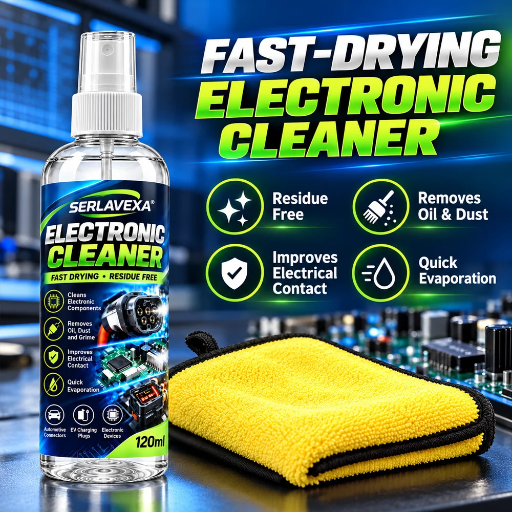 2026 New SERLAVEXA Electronic Contact Cleaner Spray 120ml for EV Charging Plugs Car Connectors PCB Circuit Board Cleaning