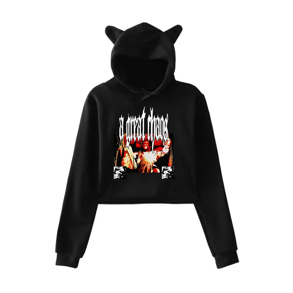 

Ken Carson Vintage 90s Streetwear logo Hoodie Merch Hoodies Sweatshirts for Girls Cat Ear Crop Fashion Sports Pullover