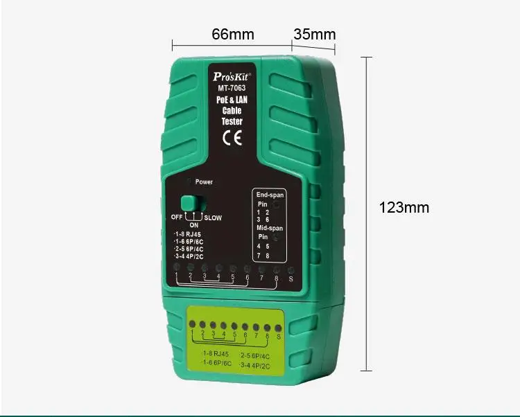 Baogong MT-7063 Netwerk 2-In-1 Poe Kabeltester Multifunctionele Netwerklijntester Kortsluiting En Ontkoppeling Sequentietest