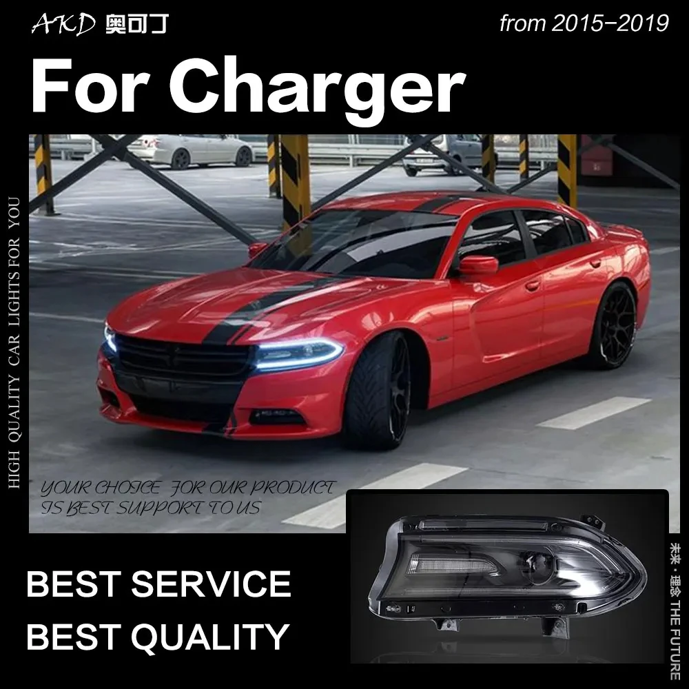 

AKD Front Lamp for Dodge Charger Headlights 2015-2019 New Charger LED Head Lamp Drl Bi Xenon Auto Dynamic Signal Accessories