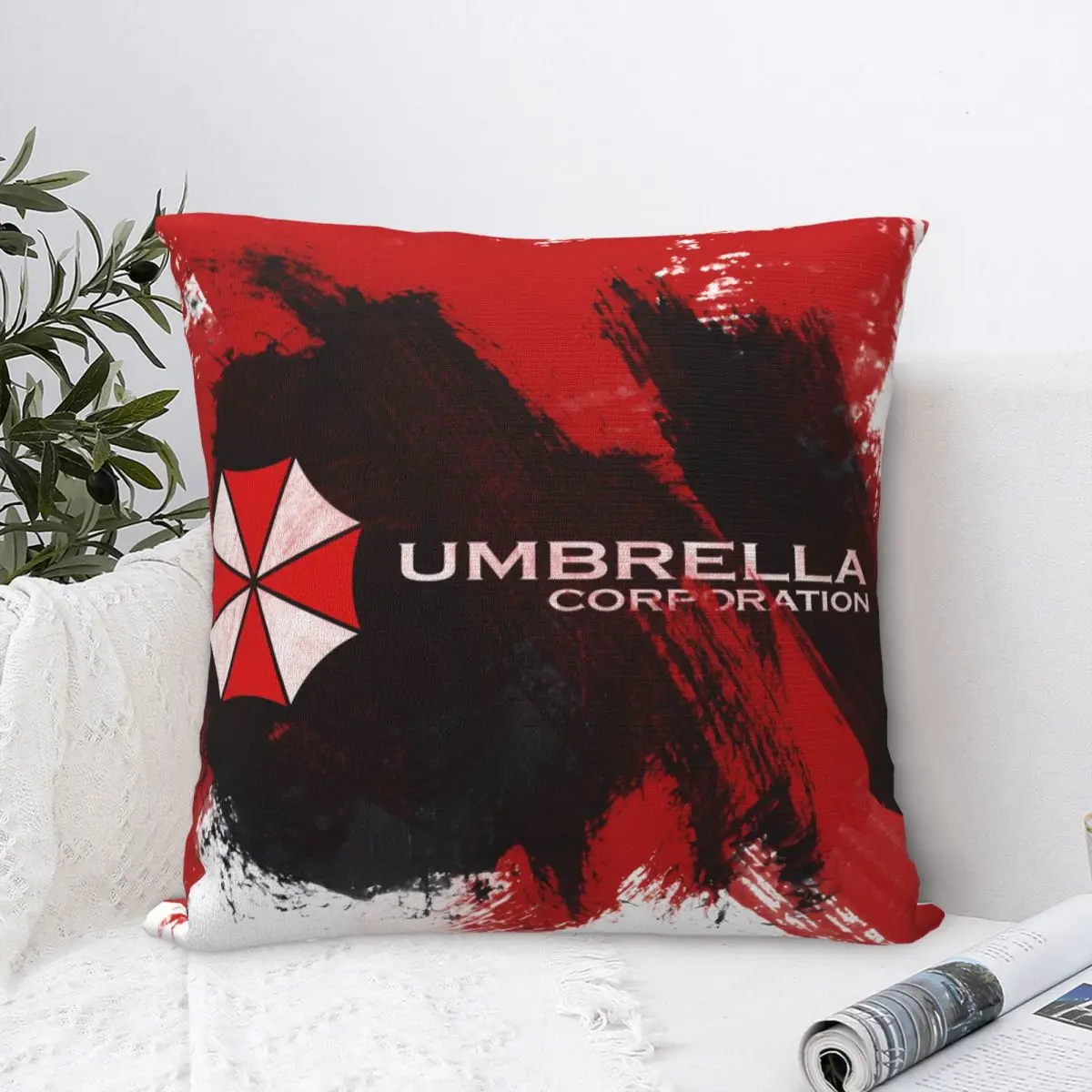 Corporation Red Umbrella Square Throw Pillow Case Cover Cushion Covers Pillowcase Home Decor for Room Sofa Couch Bed - 2-Pack