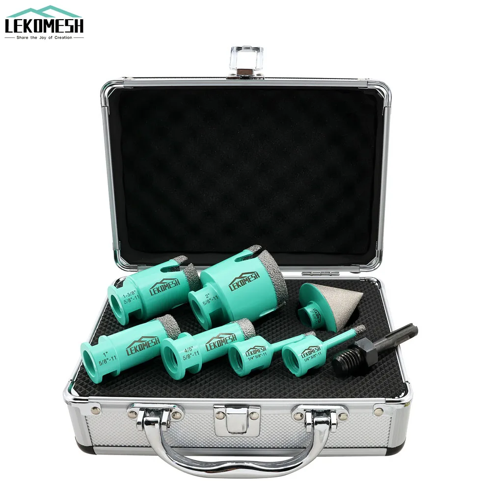 LEKOMESH 8Pcs Dia6-50mm Diamond Core Drill Bits For Ceramic Tile Porcelain Marble Chamfer Bit 5/8