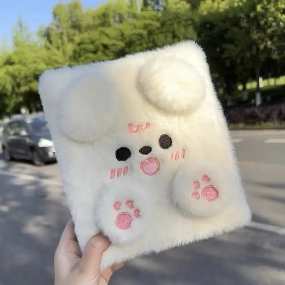 Fluffy Bear Plush Binder Photocard Holder Plush Puppy A6 Card Photocard Binder 4 Grids Loose Page Plush Card Album Storage Card