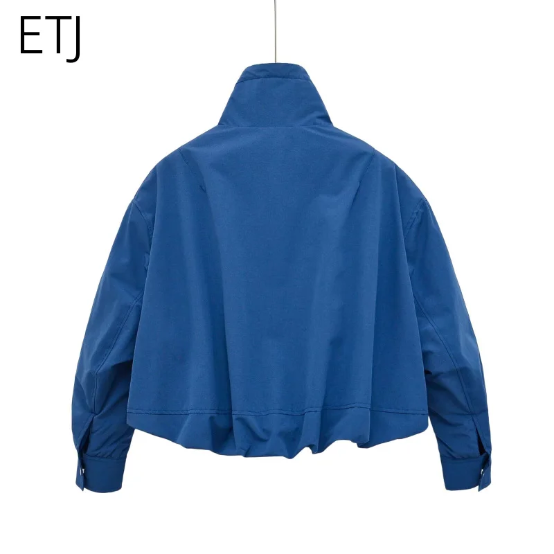 ETJ 2026 Damen Polyester Gefütterte Jacke mit Stehkragen, Kordelzug an der Taille, Oversize Pufferjacke, Kurze Windjacke – Detail 15