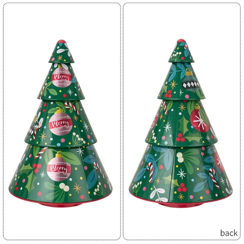 Decorative Christmas Tree Shaped Candy Tin Box Chocolate Holder Sweet Storage Solution Festival Holiday Gift Container