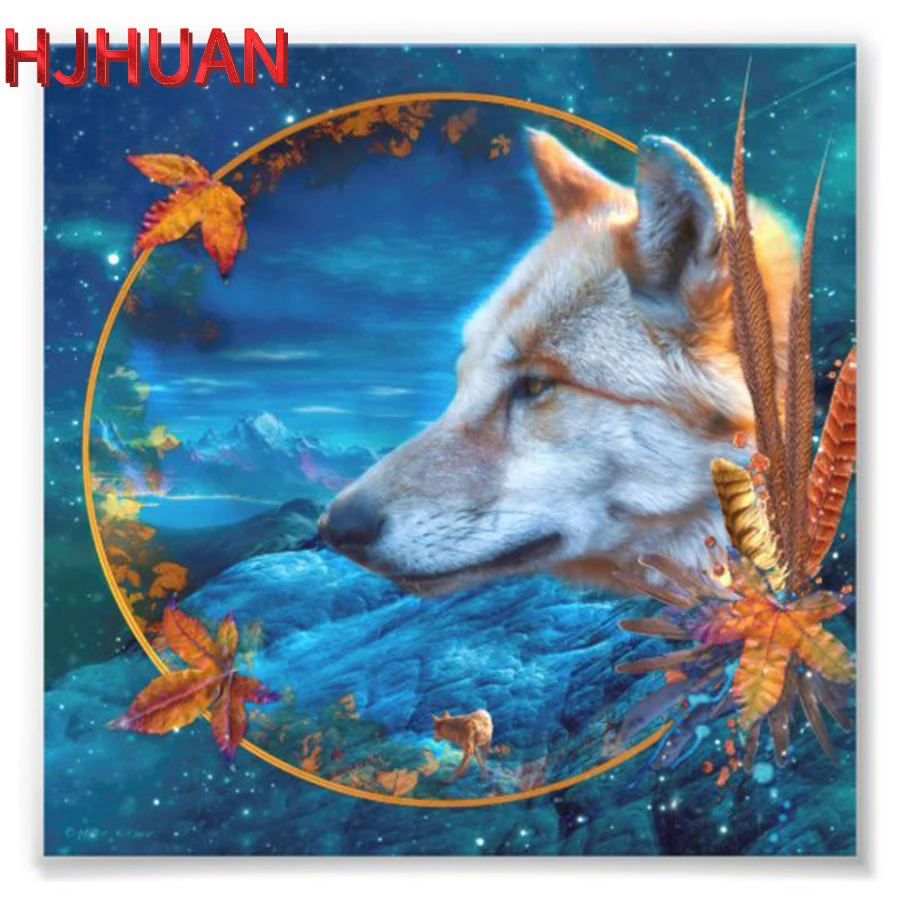 Diamond Painting Kits, Fantasy Wolf Head, Rhinestone Mosaic, Cross Stitch， Embroidery Kits, Full Square, Round Drill, Home Decor