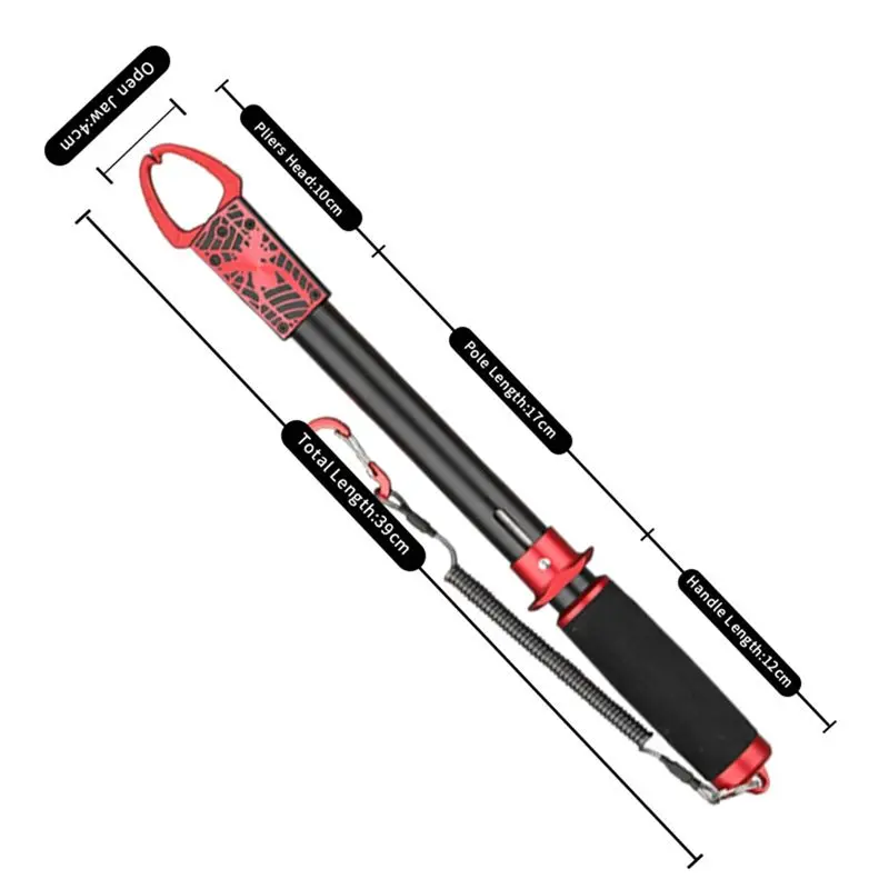 

*X07A Multifunctional Aluminum Alloy Lengthened Fish Control Device Lure Pliers Fish Clamp Fishing Gear-Gray & Black
