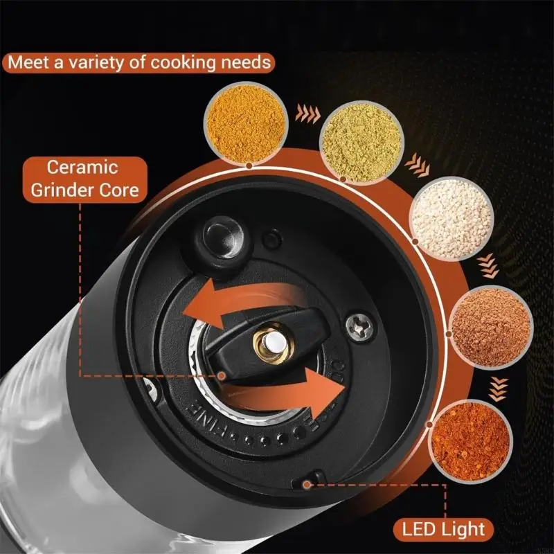 Peppers N58D Mill Coarseness ajustable Molino sal Peppers Electric sal para sal