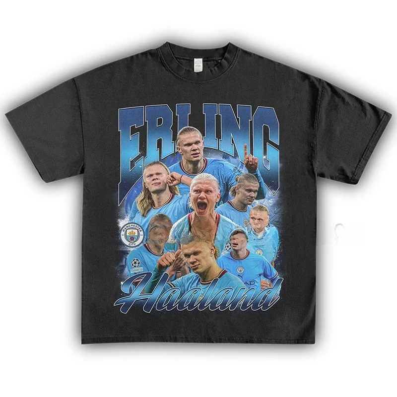 

Футболка Homage Tees в американском ретро-стиле с изображением Эрлинга Халанда, винтажная, плотная, с коротким рукавом, молодежная, свободного кроя, антибактериальная.