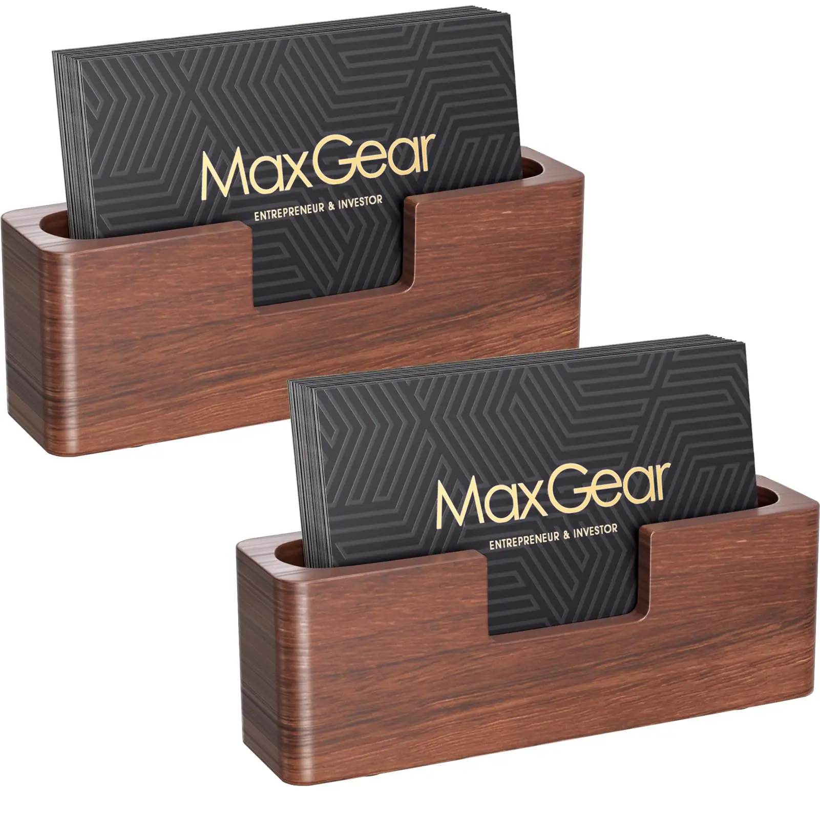 Business Card Holder Wood  Business Card Display Holder Desktop Business Card Stand for Office,Tabletop - Rectangle for Desk