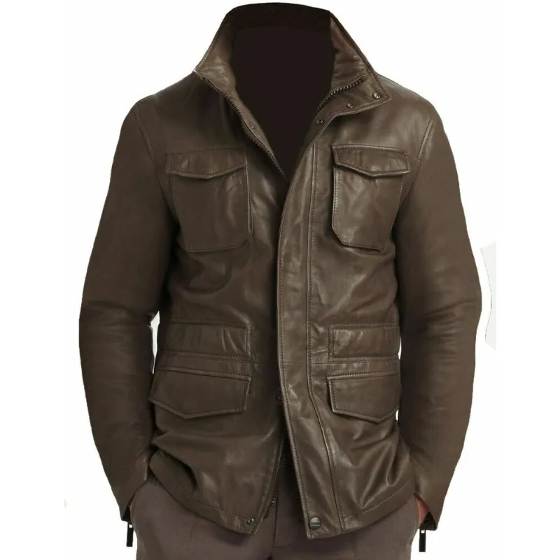 

Brown Leather Jacket Authentic Sheepskin Leather Genuine Leather Jacket European and American Fashion Trend