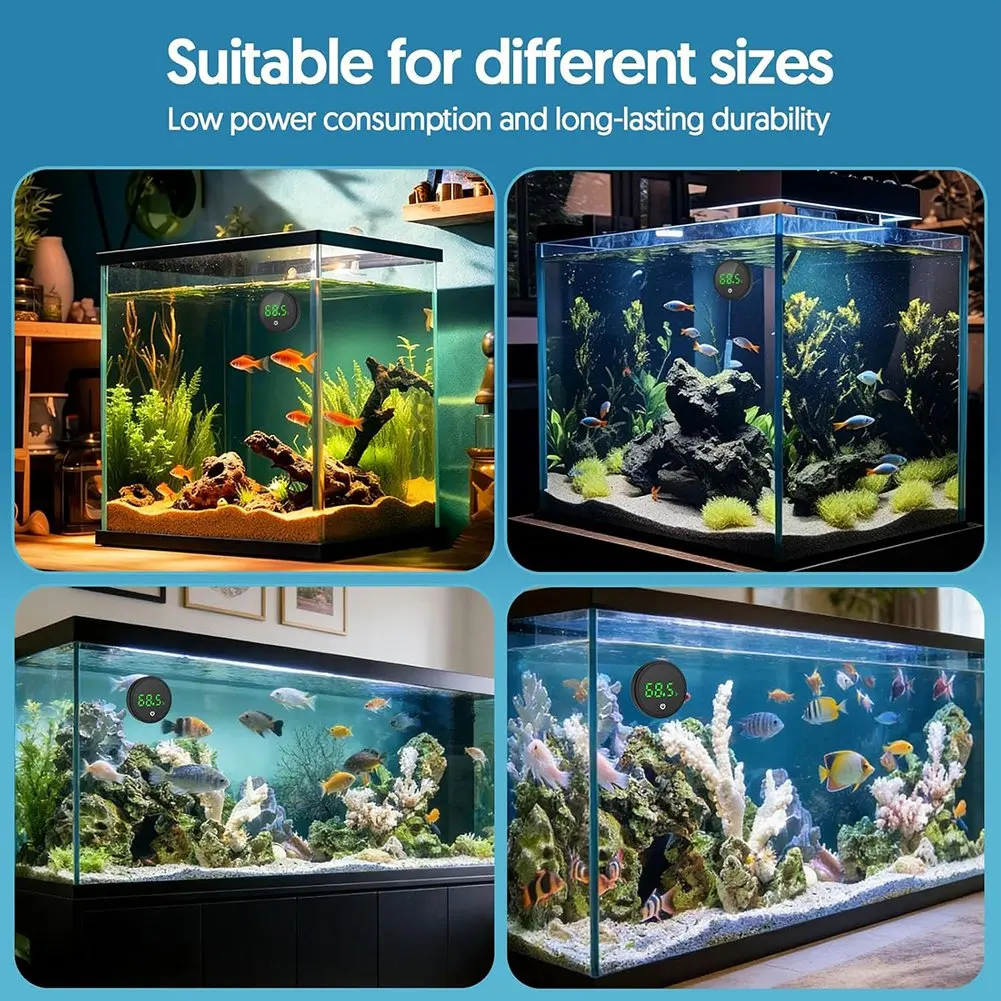 Home Tool 2pcs Fish Tank Thermometer Wireless Touch Digital Aquarium Thermometer LED Display Accurate Temperature Monitoring