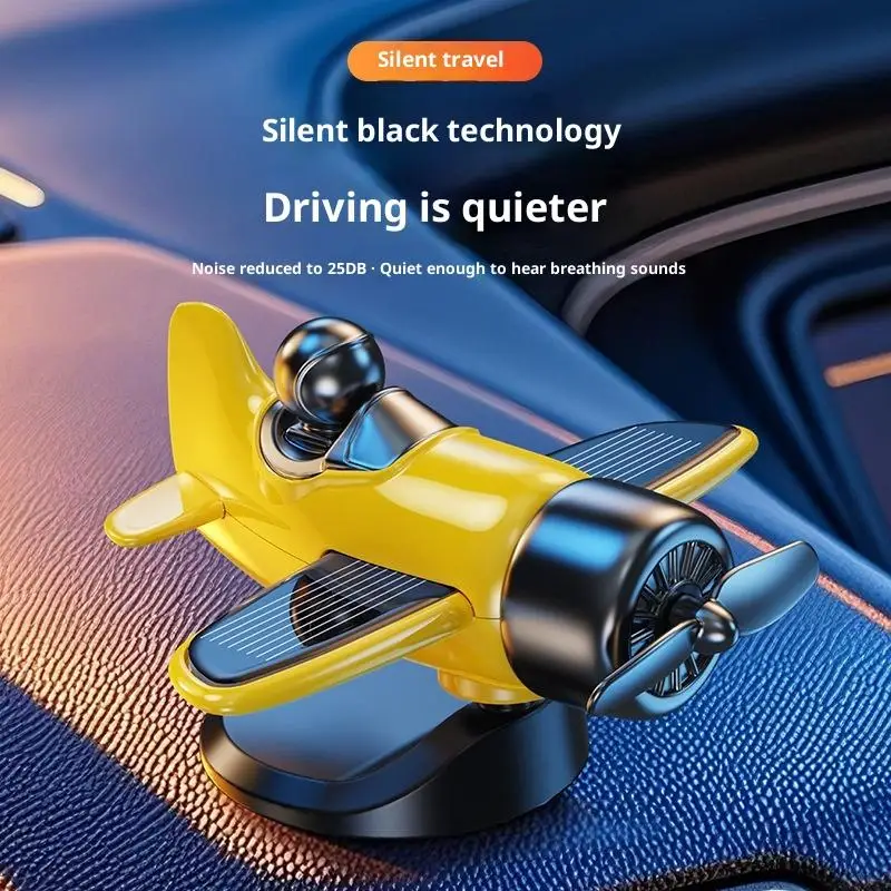 1PC Solar Powered Rotating Airplane Car Dashboard Ornament 360° Auto Spin Decor Airplane Ornaments Car Interior Decoration
