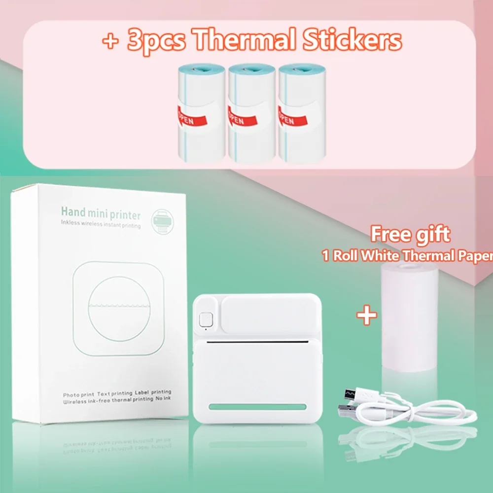 C19 Mini Pocket Thermal Label Portable Printer Wireless Bluetooth Connect to Mobile Phone For Android iPhone Student Study Gift