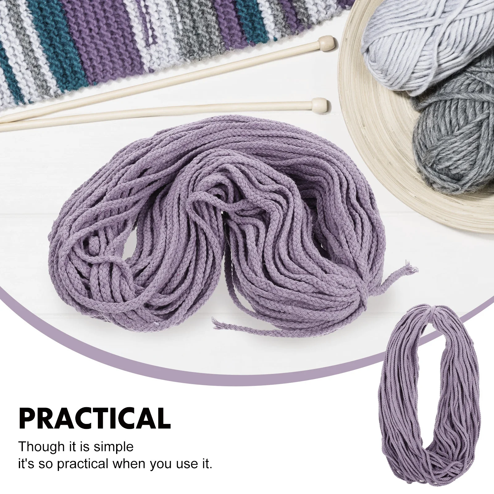 

5mm Eight Cotton Rope Clothesline Polyester Cord DIY Woven Rope Woven Craft Material Lightweight Practical for H
