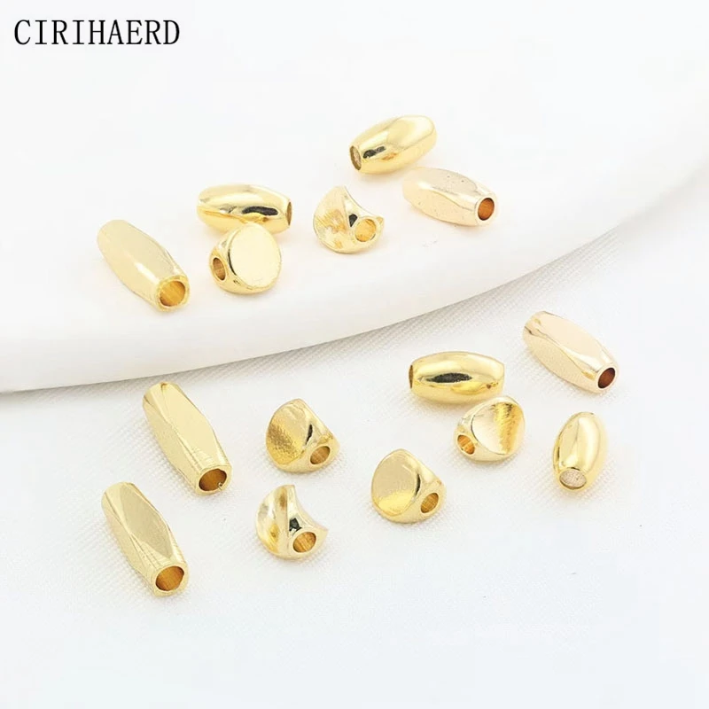 10Pcs/lot Separators For Beads 14K Gold Plated Geometry Oval Jewelry Beads For Bracelets Jewellery Making Materials Brass Bead