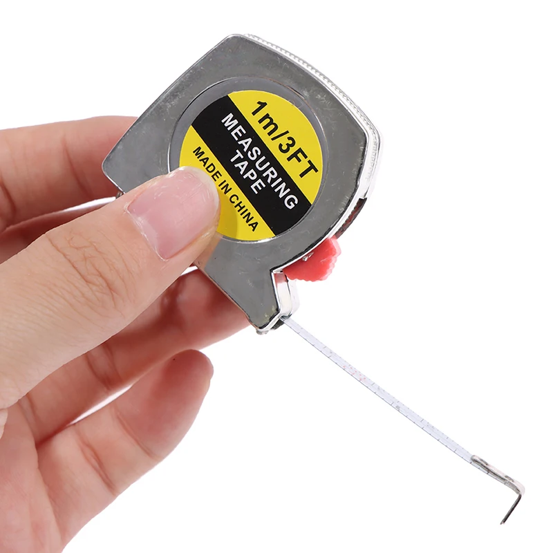 1M/3ft Retractable Stainless Steel Pocket Measuring Ruler Tape Measure Keychain