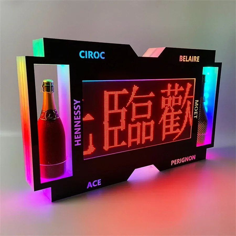 APP programmable LED Scrolling Screen Message Board LED Double Bottles Presenter VIP Champagne Wine Bottle glorifier