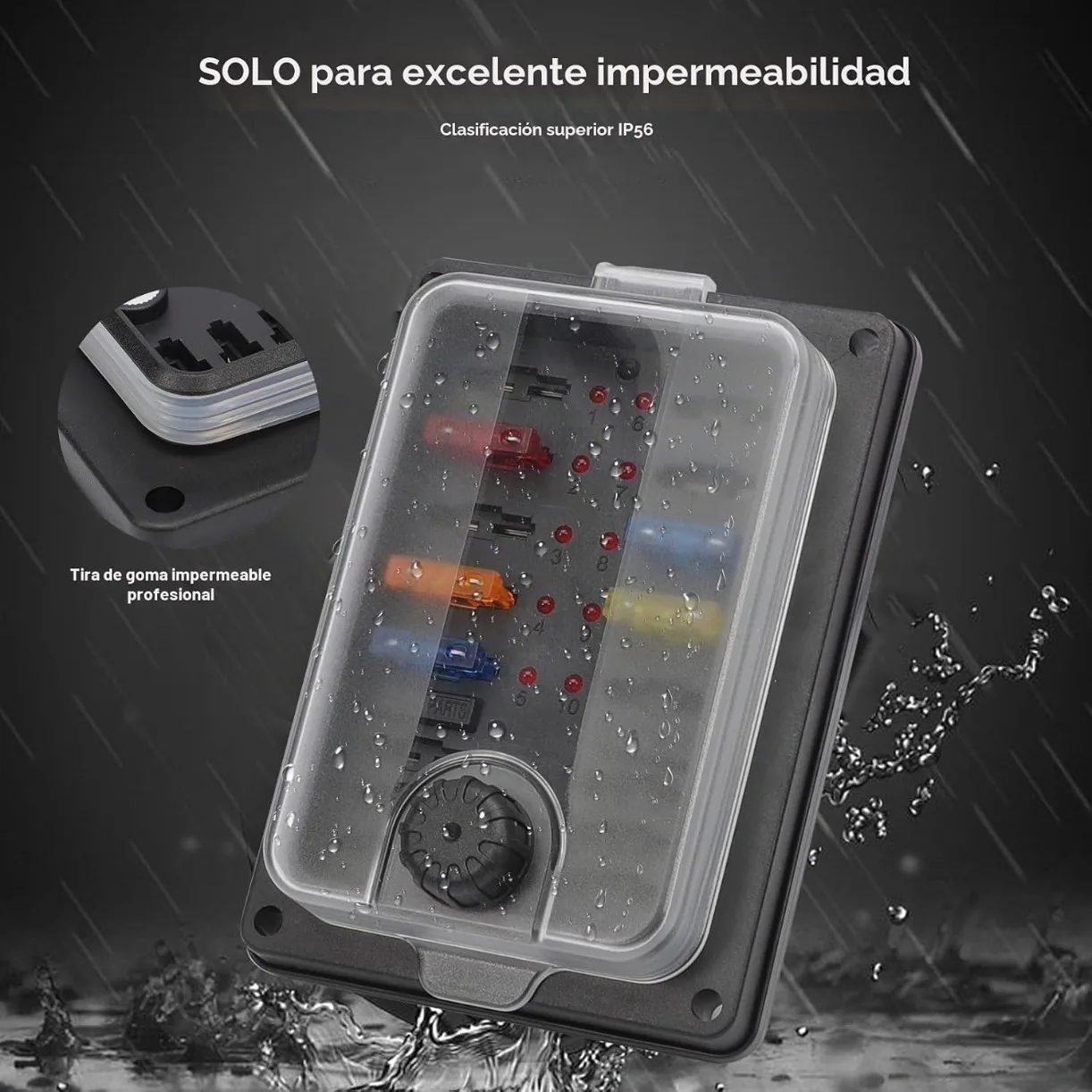 10 Way Fuse Box Holder Waterproof Blade Fuse Block with Negative Bus LED Indicator for Boat RV Caravan Car 32V 25A