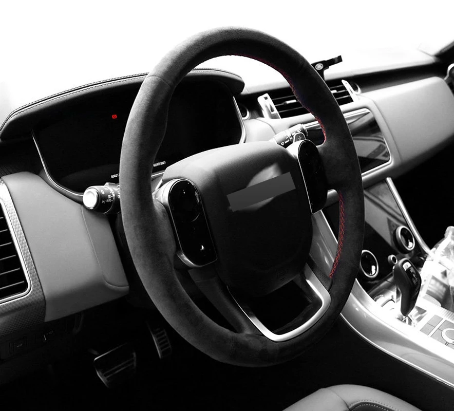 Genuine Leather Red Thread Steering Wheel Cover Wrap For Alcantera Car Accessoires Specifically For LAND ROVER RANGE ROVER