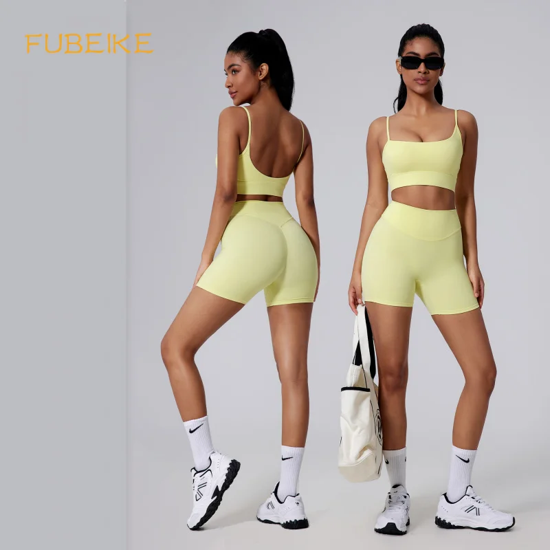 

FUBEIKE Summer Yoga Set Beauty Back Tight-Fitting Quick-Dry Fitness Clothing Outdoor Sports Running Push-Up Women's Tracksuits