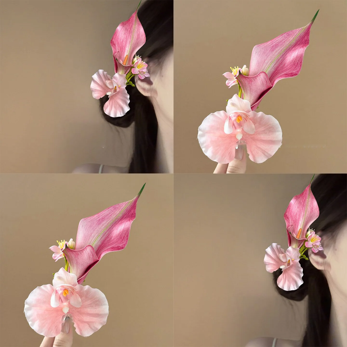 

Phalaenopsis calla lily hairpin female side bangs clip fairy headdress duck bill clip photo hair accessories