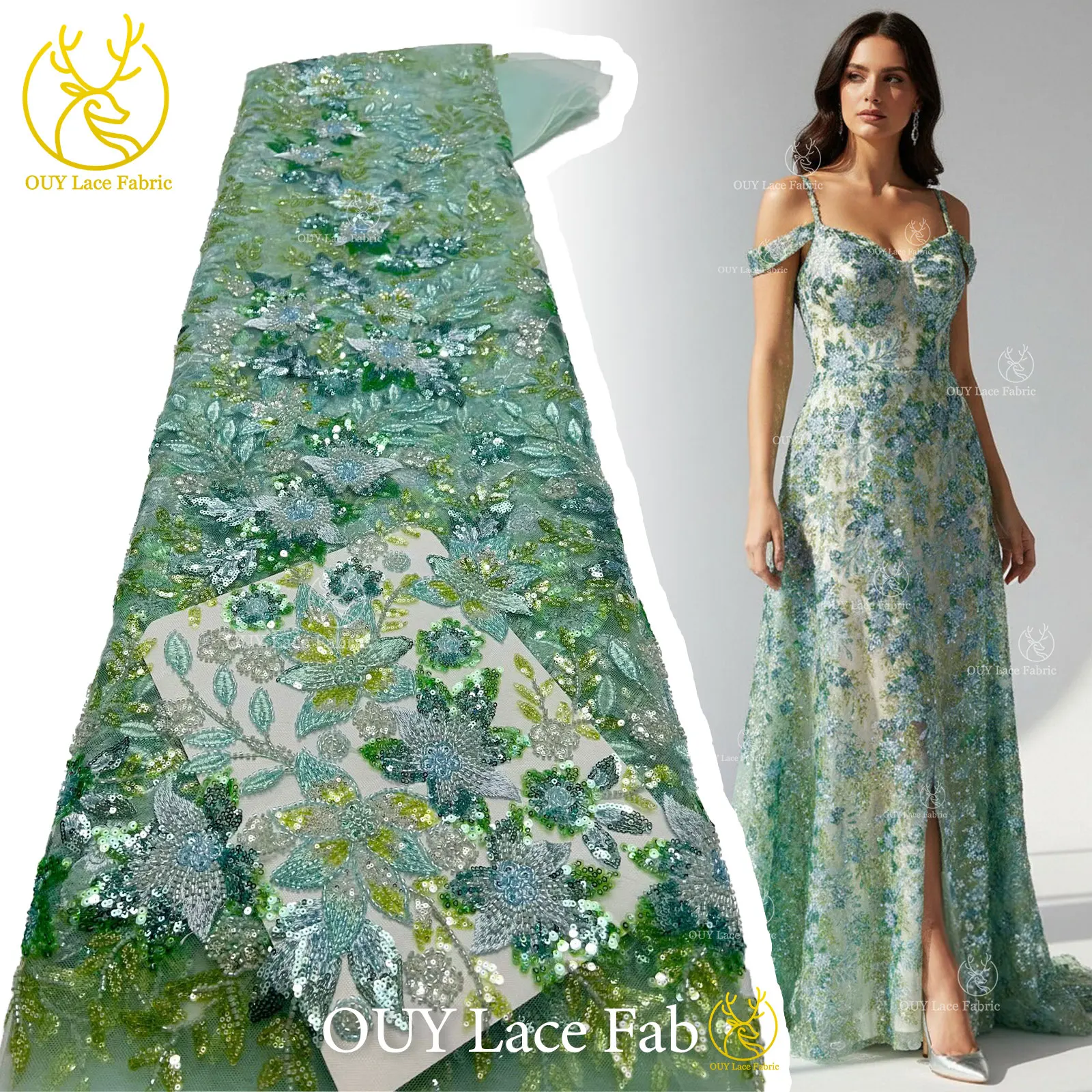 

2026 African Groom Embroidery Beaded Lace Fabric High Quality Nigerian Sequins Tulle Lace Fabric For Women Party Dress Sewing