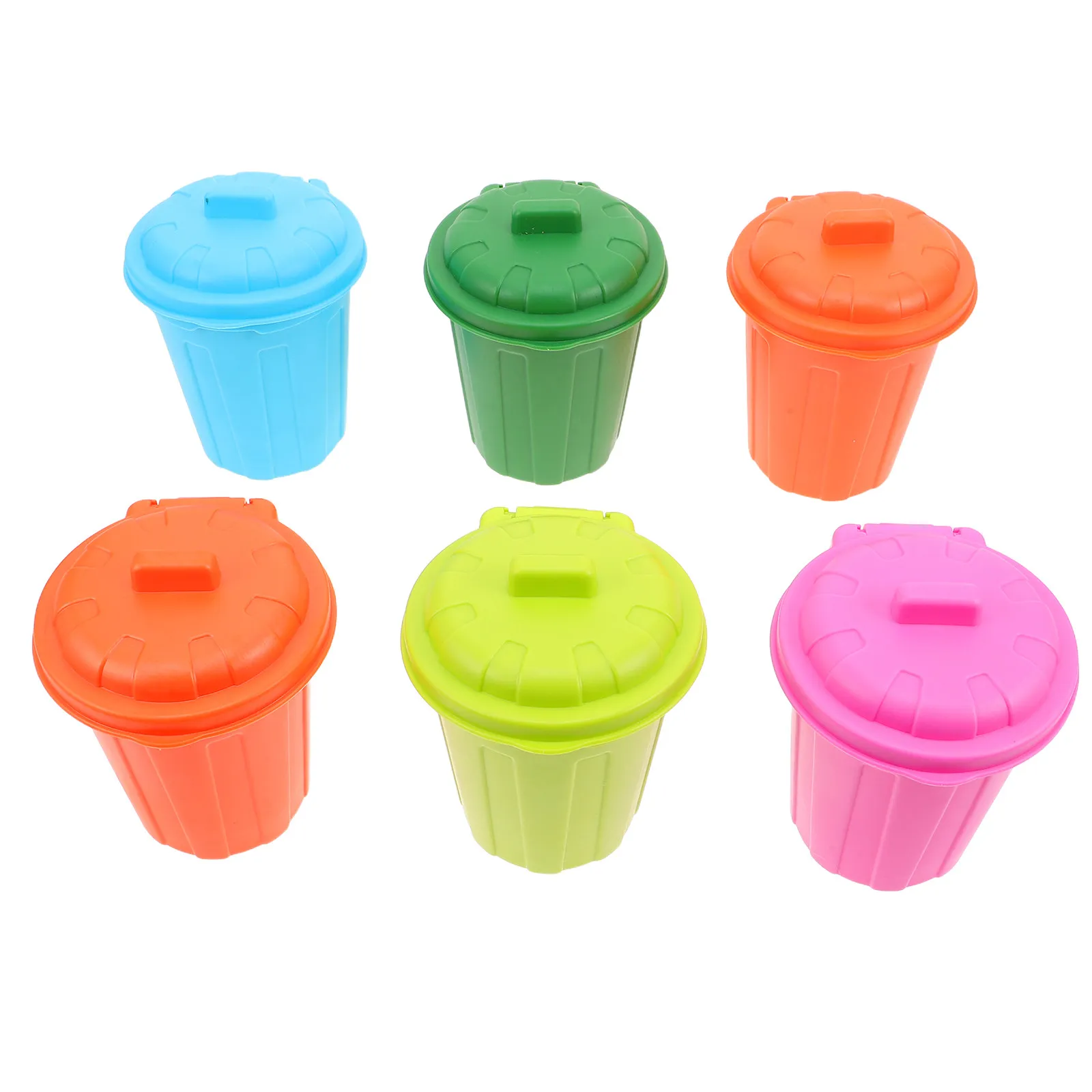 6pcs Mini Desk Trash Can with Lid – Dual-Function Desktop Bin & Pen Holder for Office, School, Home, Party
