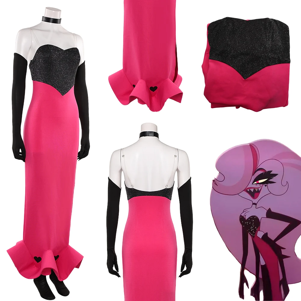 

Fantasia Angel Dust Cosplay Bar Stage Clothing TV Hell Inn Women Disfraz Costume Female Fantasy Halloween Carnival Party Clothes