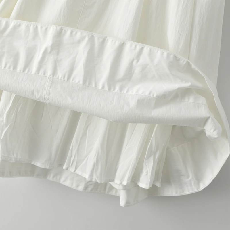 กระโปรงทรงเอเอวสูงสำหรับฤดูร้อน กระโปรงพลีทสีขาวสำหรับผู้หญิง กระโปรงทรงเอเข้ารูป กระโปรงทรงบานสำหรับใส่ไปทำงาน ผลิตจากผ้าฝ้ายผสม