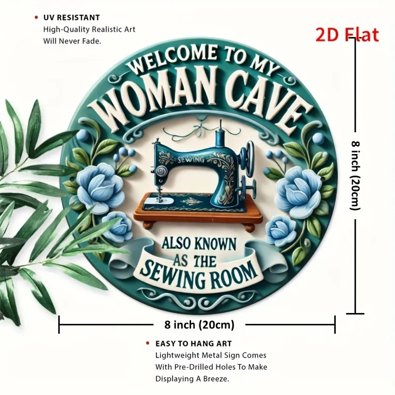 2D Flat 1pc 8 X 8 Inches (20 X 20 Cm) Tin Sign Welcoming You to My Woman Cave - Metal Wall Decor Tin Sign Tin Painting for Liter