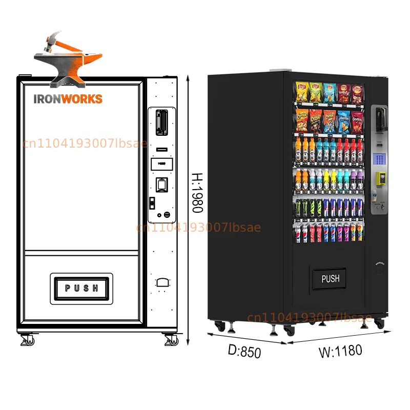 Customized Automatic Drinks and Snack Vending Machines With Refrigerator Compact Design For Small Business