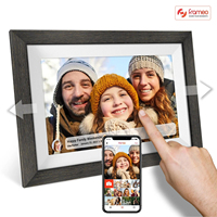 Frameo 10.1 Inch Smart Digital Picture Frame Wood 32GB Memory IPS HD 1080P Electronic Photo Frame WiFi Touch Screen for Gift