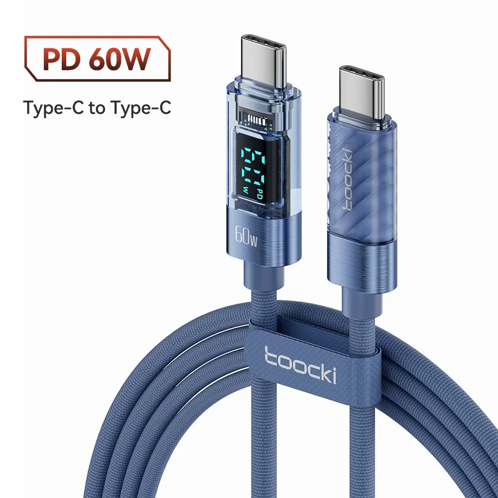 Toocki typ c bis typ c kabel 100w pd display schnell ladegerät usb c zu usb c transparentes kabel für xiaomi macbook