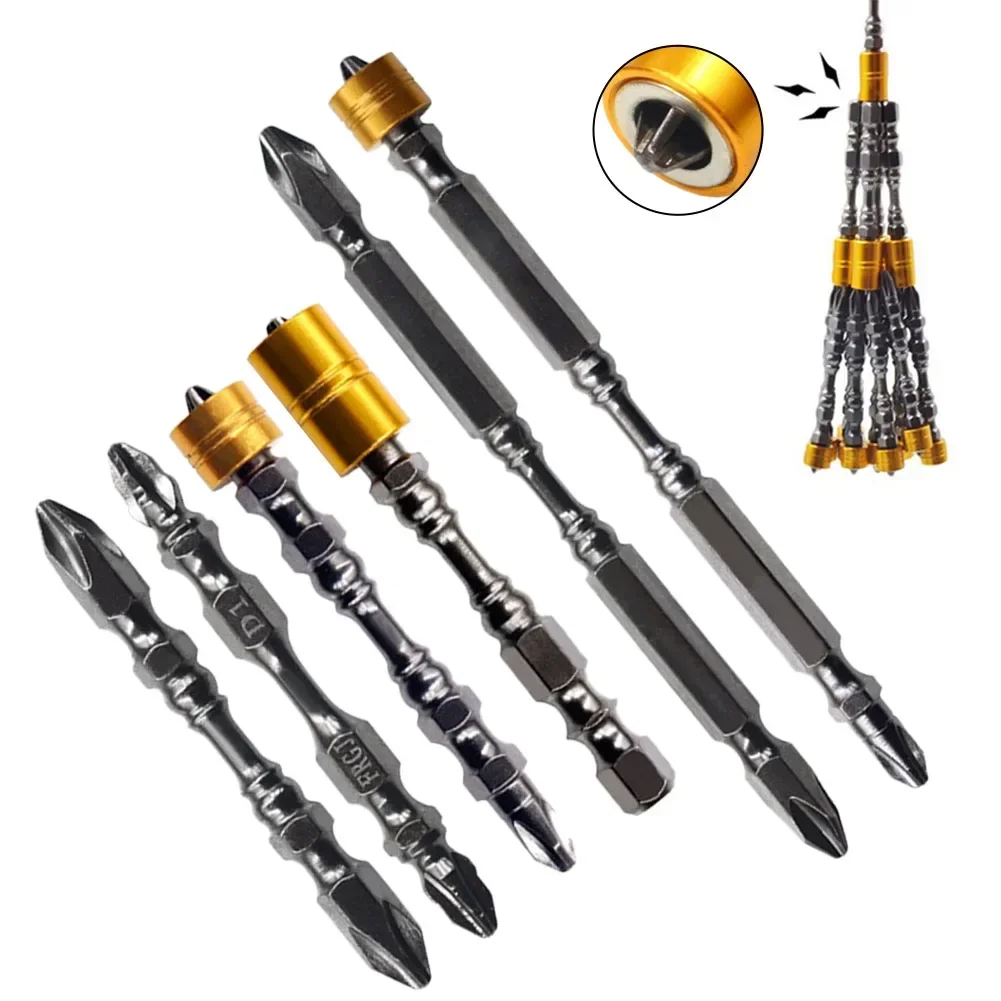 1pc PH2 Screwdriver Bit With Magnetic Ring 65-110mm Double Head Bits For Furniture Electronics Repairing Electric Driver Tool