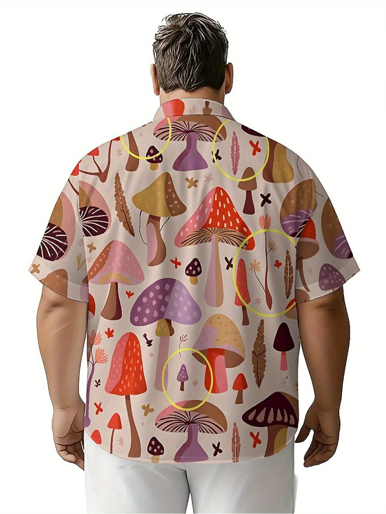 Men's Plus Size Hawaiian Shirts Fantasy Forest Mushroom Theme pattern,Premium Comfort Youth Clothes,Streetwear Y2K Tops
