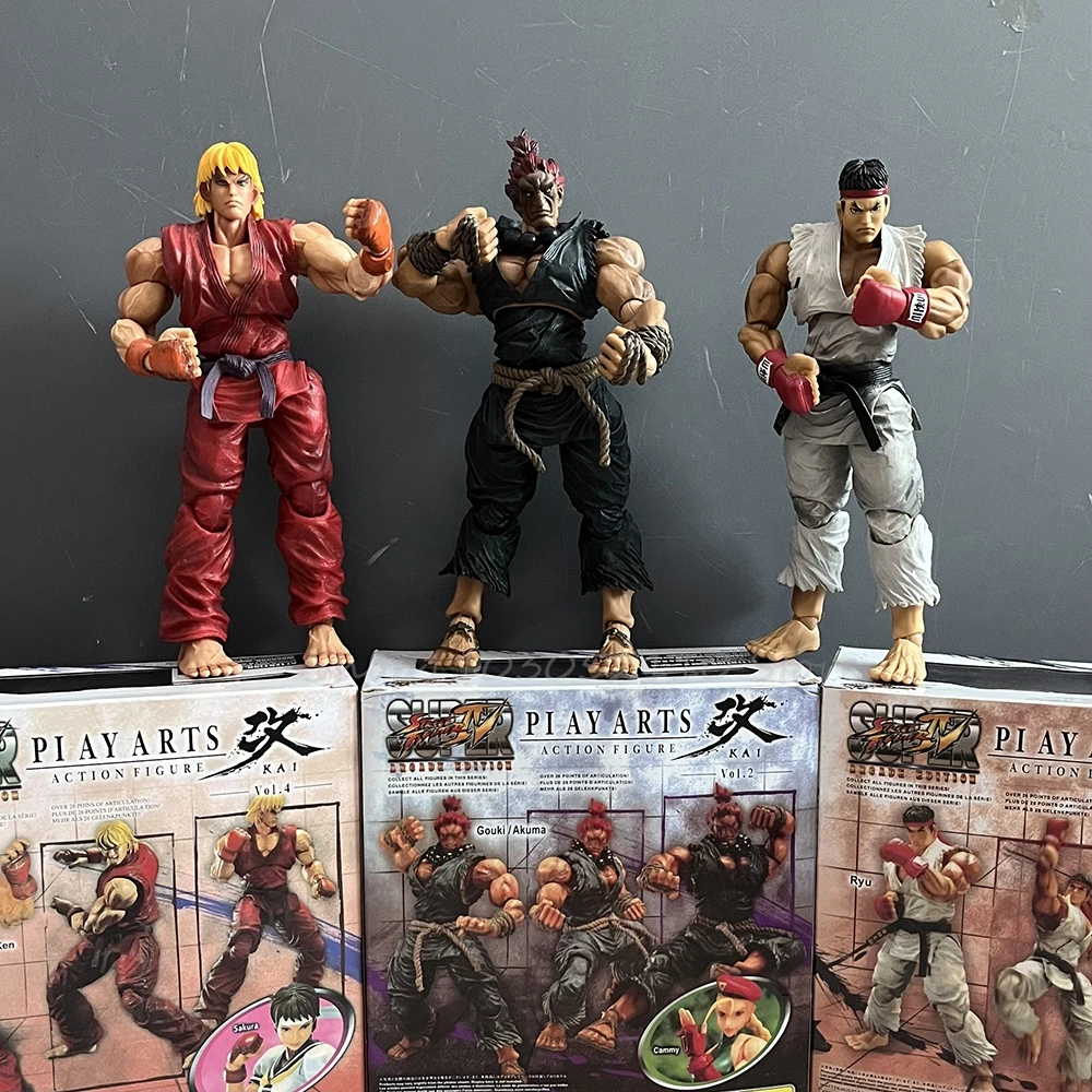 Figura de Acción de Anime Play Arts Kai Street Fighter, Ryu, Ken, Gouki, Akuma, Modelo de PVC, Juguete, Muñeco, Regalos de Cumpleaños